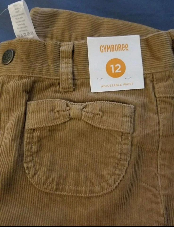 全新 复古 Gymboree 女孩冬季裤子 尺寸 12 Pugs & Kisses 灯芯绒 — 第 2/4 张图片