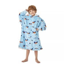 JOYWOO Wearable Blanket for Kids Oversized Hoodie Sherpa Blanket Sweatshirt Smal
