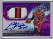 2016-17 Spectra Denzel Valentine RC Bulls Pink Refractor Jersey Auto 28/49