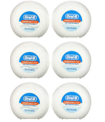 Oral-B EssentialFloss Cavity Defense Dental Floss, 6 pcs x 50m, Mint