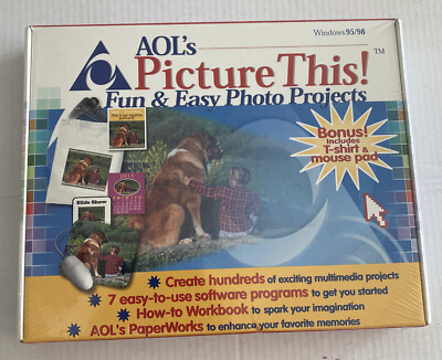 Brand New AOL's Picture This! Photo Projects CD-ROM Software Windows 95/98