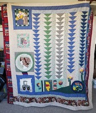 Funky Antique Vintage Handmade Applique Patchwork Quilt California 68 x 80 Inch