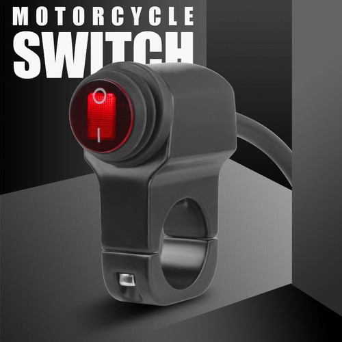 Motorcycle ON OFF Switch Button 7/8" Handlebar Headlight Spot Light LED Red ATV - Picture 2 of 7