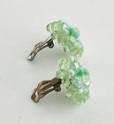Faceted Pale Green Crystal Beaded Cluster Clip On Earrings Marked "Germany" — photo 8