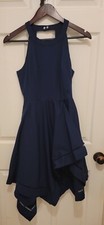 ELIZA J Navy Fit & Flare Hankerchief Point Asymmetrical Layered Dress Size 4P
