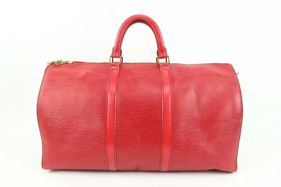 Louis Vuitton Red Epi Leather Keepall 50 Travel Bag