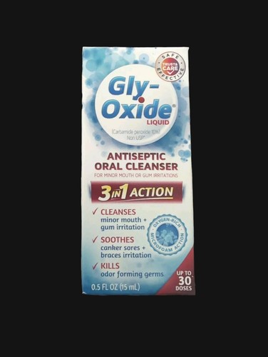 Gly-Oxide Antiseptic Oral Cleanser Liquid 0.5 oz Exp 11/24 Braces 3 in