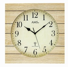 AMS 5551 Funkwanduhr Wanduhr analog Holzgehä...