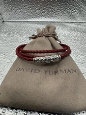 David Yurman Leather Chevron Triple Wrap Bracelet  M