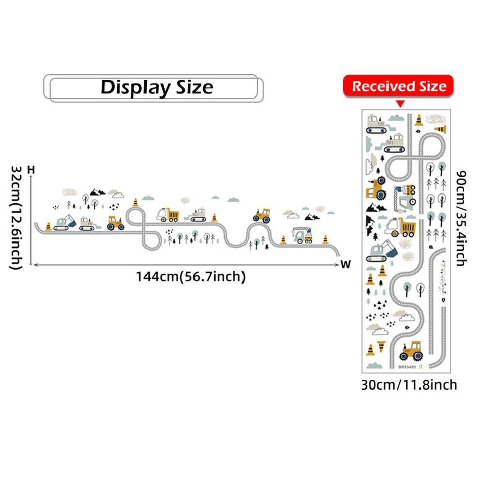 Cartoon Wall Stickers for Boys Room Decoration Traffic Track Cars Truck