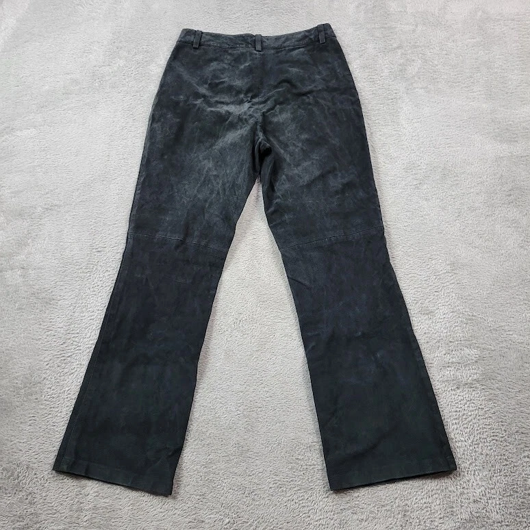 Yansi Fugel Pig Suede Pants Womens 6 Leather Black High Rise Bootcut Fits 28X28 - Image 3 of 4