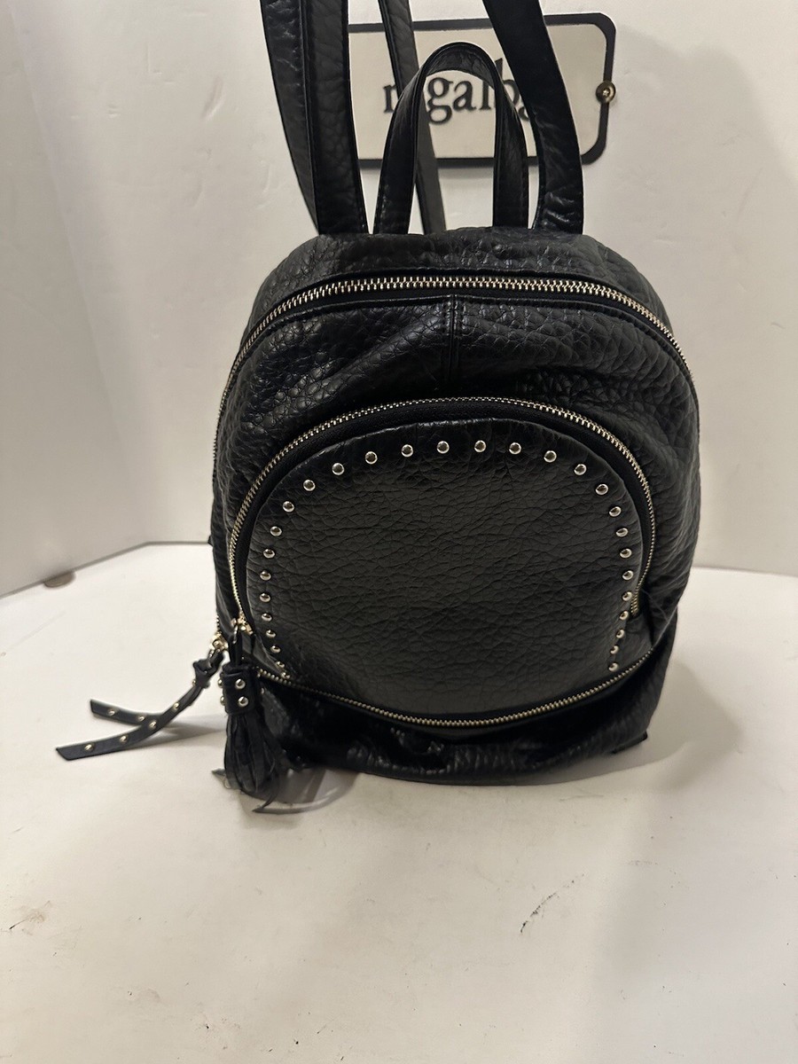 Vintage 90s Y2K L/D Black Faux Leather Mini Backpack 