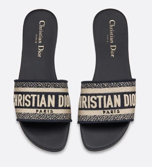 Sandales coulissantes Christian Dior Dway bleu marine taille 39