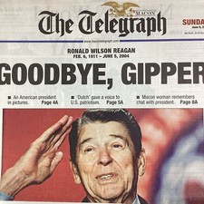 Macon Georgia Telegraph Newspaper June 6, 2004 Ronald Reagan Goodbye Vets D-Day