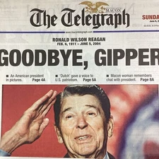 Macon Georgia Telegraph Newspaper June 6, 2004 Ronald Reagan Goodbye Vets D-Day