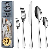 ✅​ Besteck Set FüR 6 Personen 30 Teilig Essbesteck Set Inkl. Messer Gabel LöFfel