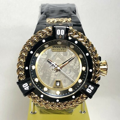 INVICTA 34324 Bolt Herc Men's Black/Gold 56mm Auto METEORITE Dial Bracelet Watch