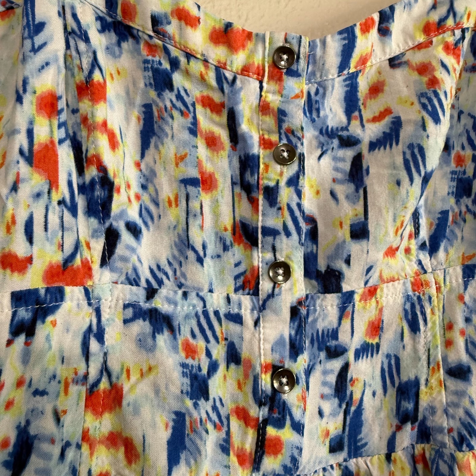 Express Skater Dress Women's Medium Blue Tie-Dye Smocked Fit & Flare Pockets