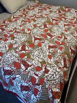 Handmade Boho Pattern Duvet Cover Twin/Twin XL 90x61 Red Olive Brown Floral