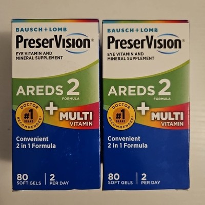 PreserVision Areds 2 Formula Multi Vitamin Softgel 80 Count X2 Exp 11/2026+
