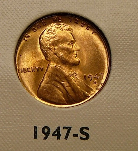 1947-S  Lincoln Cent -Red Lustrous Unc / Uncirculated (S5)