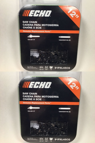 2 PK Genuine Echo 91PXL45CQ 12" .050" 3/8" Low Pro 91PX Chainsaw Chain Loop - Picture 1 of 2