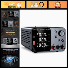 30V 10A Adjustable Bench Power Supply, USB Type-C Quick Charge, Short Circuit