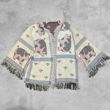 Handmade upcycled vintage 1990s tapestry jacket pig graphic small medium read