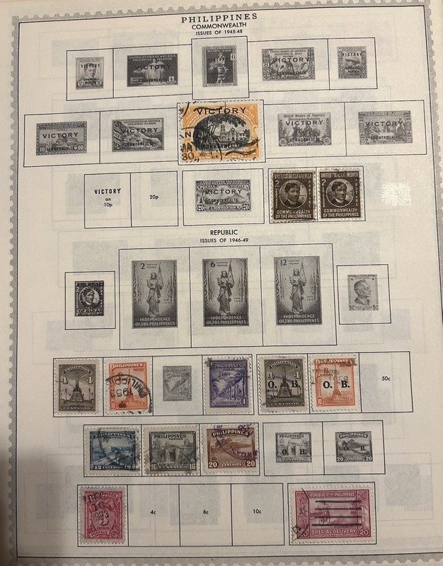 Philippines Stamps (26 Album Pages) 1945-1970 Triangle Overprint Used & H