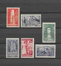 Timbres France 1938 Lot 6 timbres N°395-397, 399, 401-402 Neufs* MH