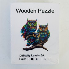 Challenging Wooden Puzzle Trio Of Owls Shapes Large Size Owl