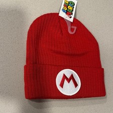 Super Mario Red Beanie Hat With M Logo Kids