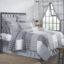 Farmhouse King Quilt Set Black Sawyer Mill Textured Cotton Hand VHC Brands