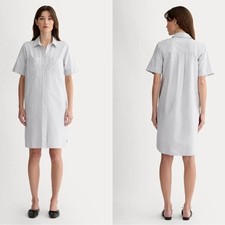 Everlane The Oxford Short Sleeve Collared Striped Cotton Shirt Dress Medium