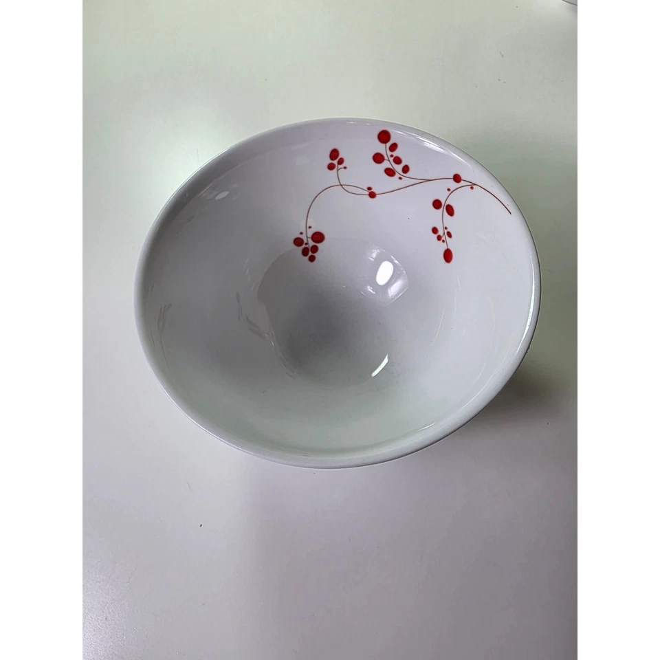 Juego de 4 tazones de sopa de cereal MIKASA Gourmet Basics porcelana bayas rojas 5" Foto 2 de 4