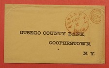 DR WHO STAMPLESS ALBANY NY PAID 6C MECHANICS & FARMERS BANK PAID CANCEL 209344