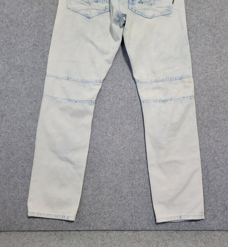 Makobi Biker Jeans Herren 32x32 Hellblau Acid Wash Distressed Denim Ripped Y2K - Bild 24 von 24