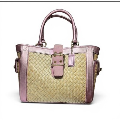 Coach Hamptons  LIMITED  EDITION 2004 straw weave metallic pink  EUC