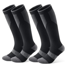 Merino Wool Ski Socks, 2 Pairs Thermal Knee-high Medium 2p-black black