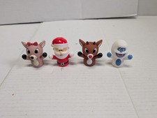 Holiday Finger Puppets Set of 4 Santa Rudolph Doe Yeti Small Multicolor Cute