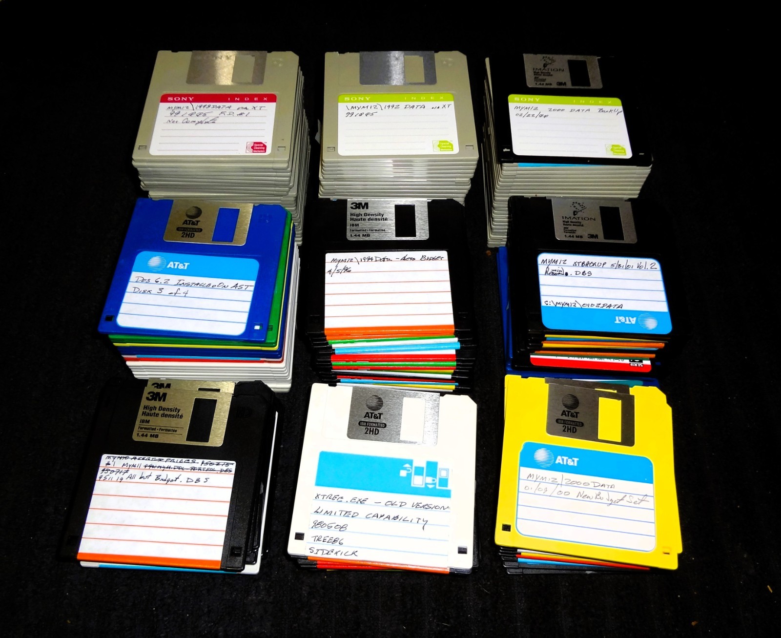 Huge Lot of 160 Floppy Computer Disk 3.5" Unknown Content Used 144 MB