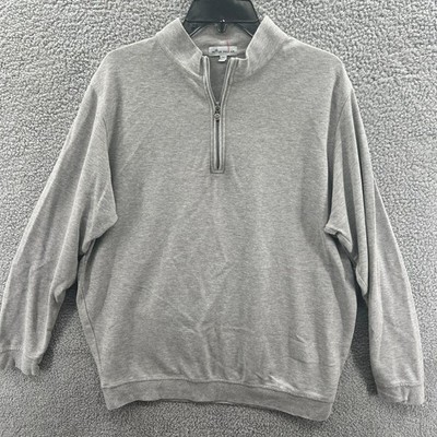 Peter Millar Pullover XL Grey Men's Ottoman Interlock 1/4 Zip Long Sleeve XL