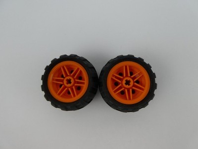 Lego Technic Orange Wheel 56145 + Small Balloon Tire 43.2 x 26 61481 ~ Set of 2