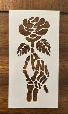 Skeleton Hand and Rose 10 MIL Laser Cut Mylar Reusable Stencil PaintingTemplate