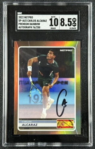 CARLOS ALCARAZ SGC 8.5 2022 NETPRO PREMIUM AUTO ROOKIE AUTOGRAPH RAINBOW RC /250