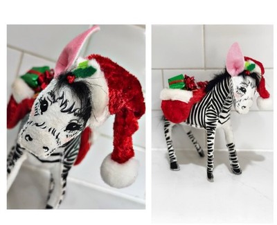 Annalee Zebra Santa Hat Christmas Soft 2012 Presents in Saddle Bags Posable