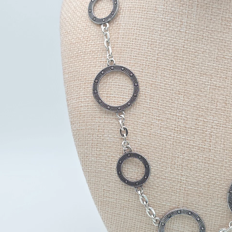 ¡Raro! Conjunto de collar y pendientes Brighton anillos acero gris y negro ¡ENVÍO GRATUITO DE $!! Foto 4 de 4