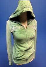 Abercrombie Y2K Green Full Zip Hoodie Moose Logo sz XL 2000s Preppy 3D Spellout
