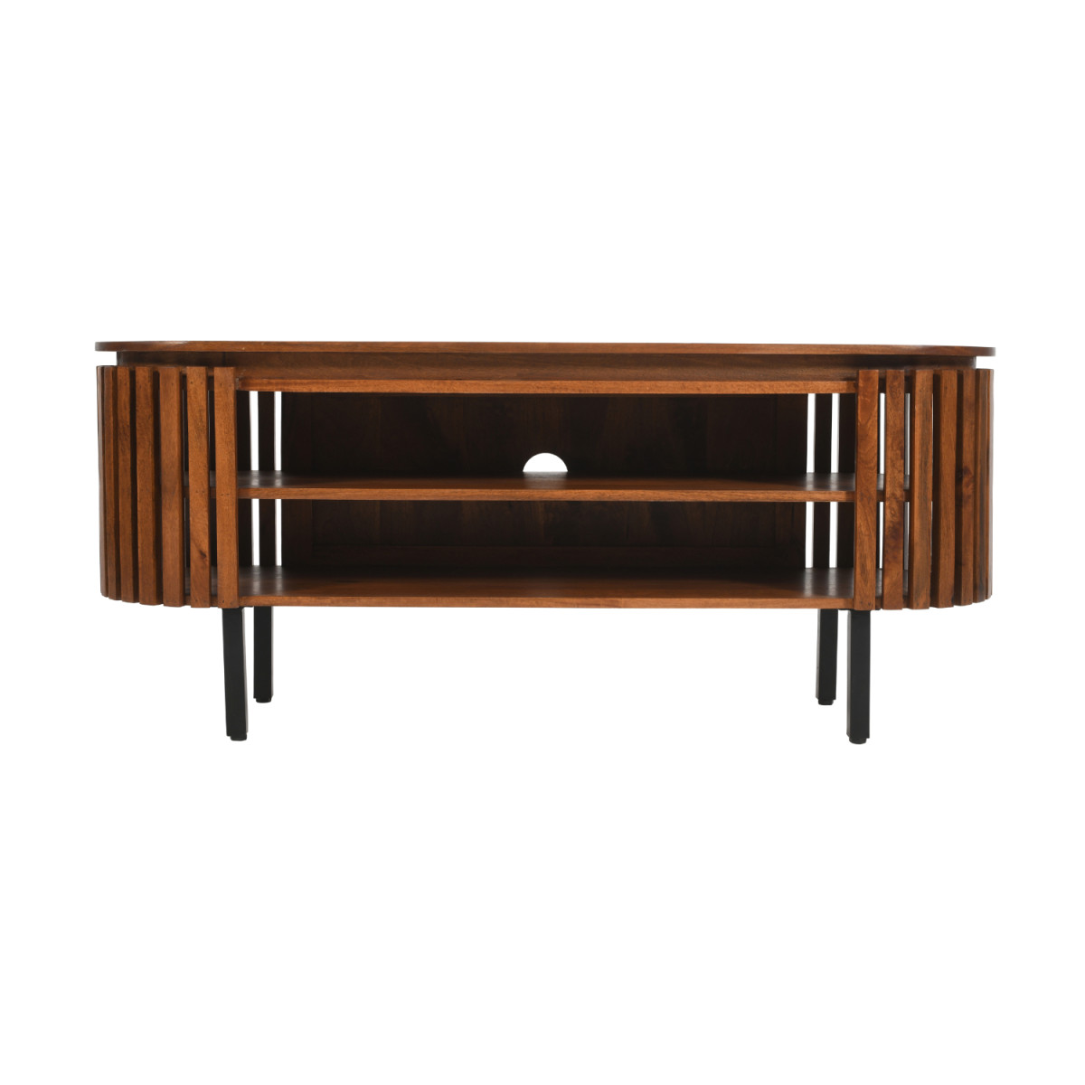 Brooklyn 2 Shelf Mango Wood TV Cabinet - Brown - Image 3