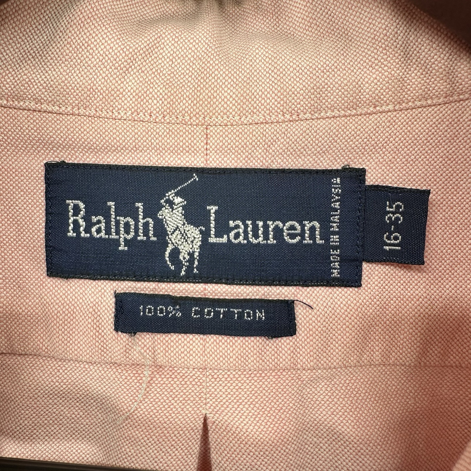 Polo Ralph Lauren camicia uomo 16 35 rosa bottoni carne pony piqué preppy